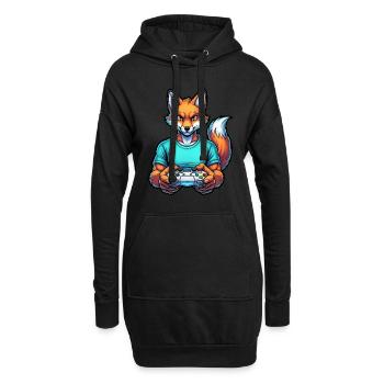Fuchs am Zocken: Dein tierischer Gamer-Kumpel! - Hoodie-Kleid - Schwarz - Vorne