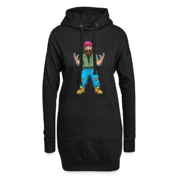 Fröhlicher Trucker Typ: Bart & Style pur! - Hoodie-Kleid - Schwarz - Vorne