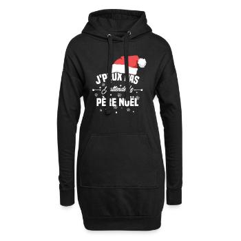 J'peux pas j'attends le père noël - Sweat-shirt à capuche long Femme - noir - Devant
