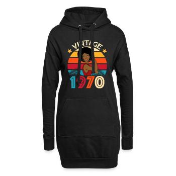 Jahrgang 1970 Jubiläum Karibik Frau - Hoodie-Kleid - Schwarz - Vorne