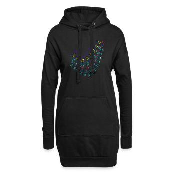 Noten, Musik, bunte Noten - Hoodie-Kleid - Schwarz - Vorne