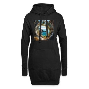 portofino, landschaft,kreis, ring,gold,aquarell - Hoodie-Kleid - Schwarz - Vorne