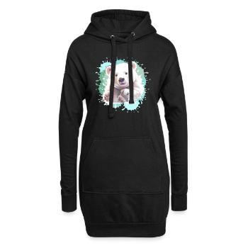 Ours polaire, ours, bébé ours polaire, bleu - Sweat-shirt à capuche long Femme - noir - Devant