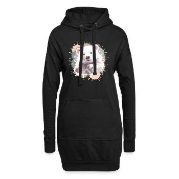 Eisbär, Bär, Babyeisbär,beige - Hoodie-Kleid - Schwarz - Vorne