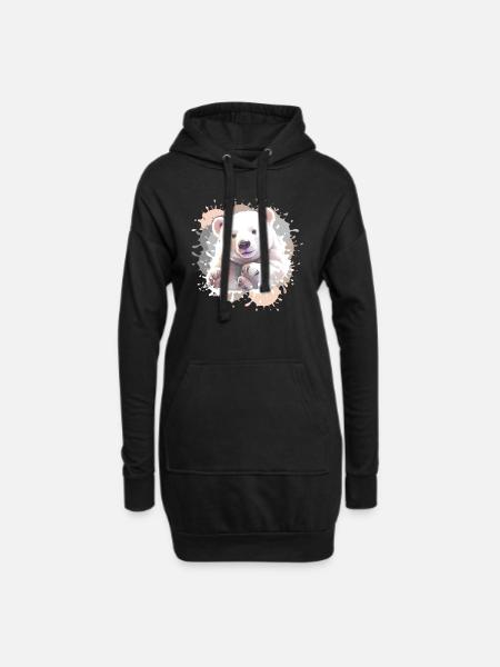 Eisbär, Bär, Babyeisbär,beige - Hoodie-Kleid - Schwarz