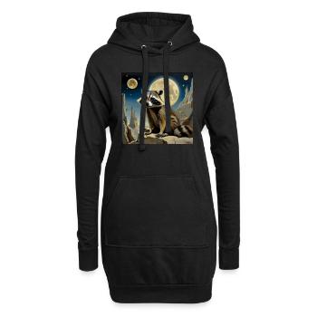 Waschbär ,Mond, Nacht, Sterne,Bär - Hoodie-Kleid - Schwarz - Vorne
