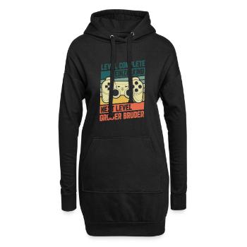 Level Complete Einzelkind Bruder Geburt Geschenk - Hoodie-Kleid - Schwarz - Vorne