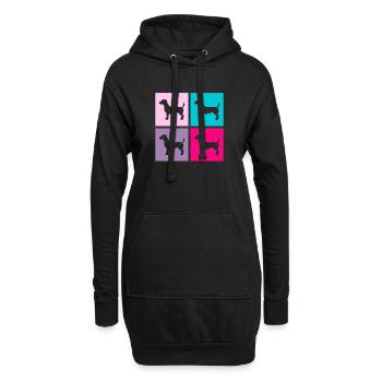 Jack Russel Hund Terrier Retro Geschenk - Hoodie-Kleid - Schwarz - Vorne