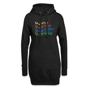 Gaming Katzen Eat Sleep Warrior Repeat Geschenk - Hoodie-Kleid - Schwarz - Vorne