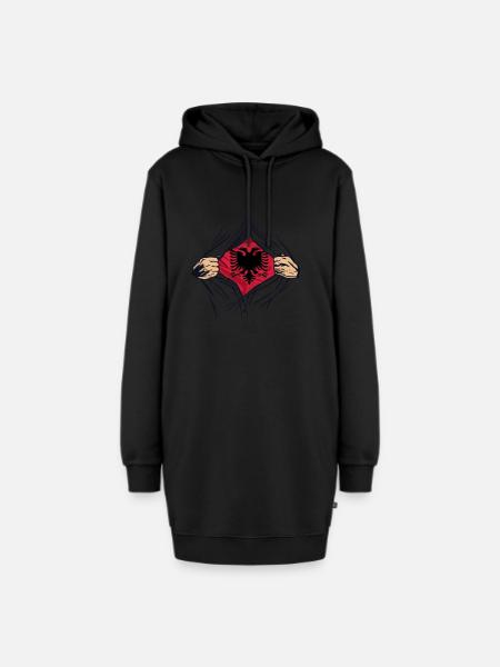 Superheld Albaner - Hoodie-Kleid - Schwarz