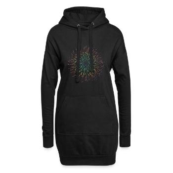 Psychedelisch Regenbogen Strahlen Sonne - Hoodie-Kleid - Schwarz - Vorne