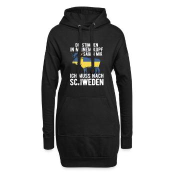 Schweden Skandinavien - Hoodie-Kleid - Schwarz - Vorne
