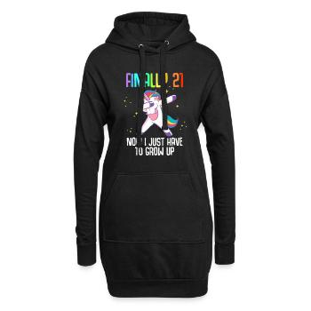 Finally 21 Now I Just Have To Grow Up - Sweat-shirt à capuche long Femme - noir - Devant