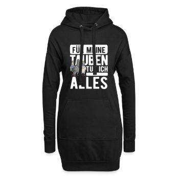 Für Meine Tauben Tue Ich Alles Tauben - Hoodie-Kleid - Schwarz - Vorne