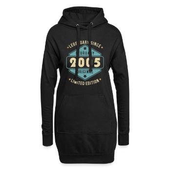 Février 2005 Vintage Retro Anniversaire - Sweat-shirt à capuche long Femme - noir - Devant