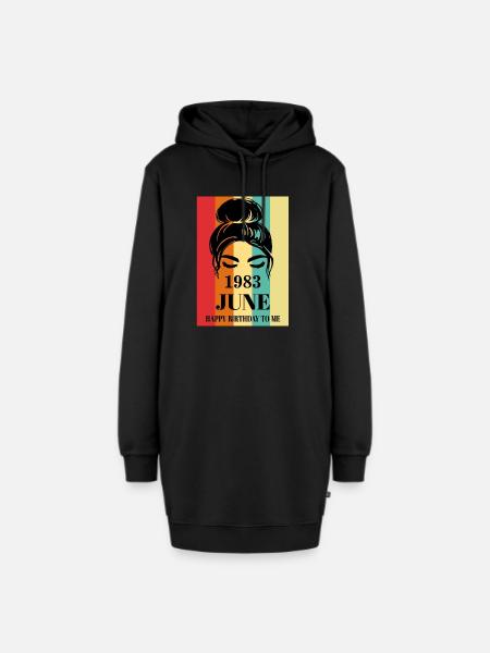 June 1983 Happy Birthday To Me - Hoodie-Kleid - Schwarz