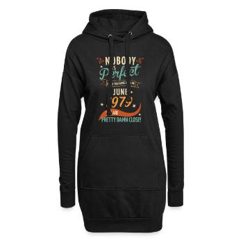 Personne n’est parfait né en juin 1979 - Sweat-shirt à capuche long Femme - noir - Devant