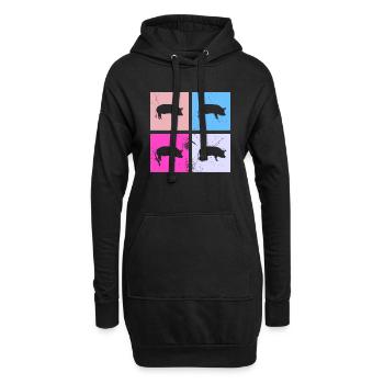 Pig Animal Retro Pet Farm Idée cadeau - Sweat-shirt à capuche long Femme - noir - Devant