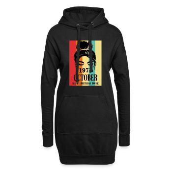 October 1971 Happy Birthday To Me - Hoodie-Kleid - Schwarz - Vorne