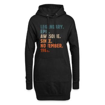 1981 Novembre Vintage Cadeau d’anniversaire - Sweat-shirt à capuche long Femme - noir - Devant