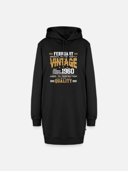 Vintage Aged To Perfection February 1960 - Hoodie-Kleid - Schwarz