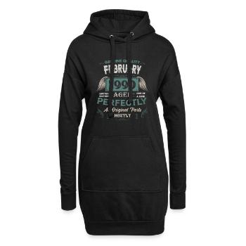 Februar 1990 Vintage Geburtstag Geschenk - Hoodie-Kleid - Schwarz - Vorne