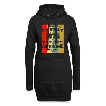 Anniversaire millésime février 1976 - Sweat-shirt à capuche long Femme - noir - Devant
