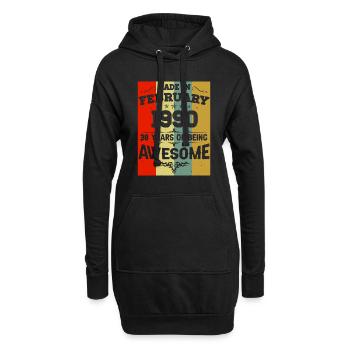 Februar 1990 Vintage Jahrgang Geburtstag - Hoodie-Kleid - Schwarz - Vorne