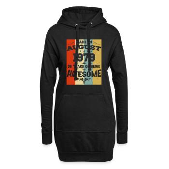 Août 1979 Vintage Vintage Anniversaire - Sweat-shirt à capuche long Femme - noir - Devant