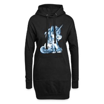 Eisiges Schnee Einhorn fantasy Illustration - Hoodie-Kleid - Schwarz - Vorne