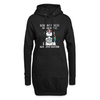 Komm Noch Näher & Es Klatscht Glitzer Mittelfinger - Hoodie-Kleid - Schwarz - Vorne