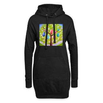 Arbre à œufs coloré - Sweat-shirt à capuche long Femme - noir - Devant