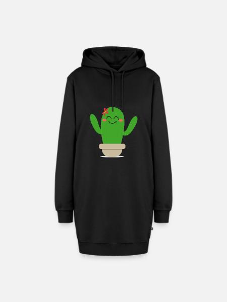 Kaktus umarme mich - Hoodie-Kleid - Schwarz