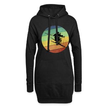 Ski Skifahrer Kreis bunt | Geschenk - Hoodie-Kleid - Schwarz - Vorne