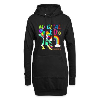 Einhorn Stilvoll Afro Afro 80er Jahre - Hoodie-Kleid - Schwarz - Vorne