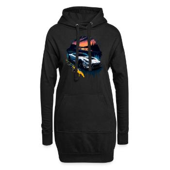 Voiture de sport - Sweat-shirt à capuche long Femme - noir - Devant