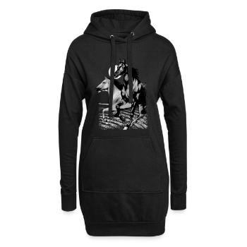 Equitation - cavalier - sport équestre - beaux chevaux - Sweat-shirt à capuche long Femme - noir - Devant