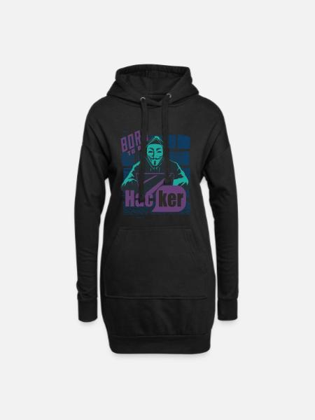 Hacker - Hoodie-Kleid - Schwarz
