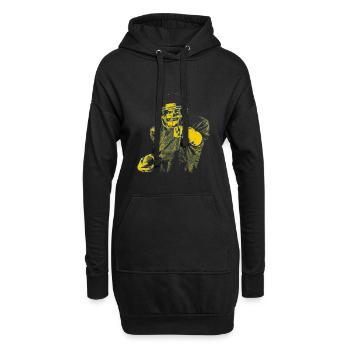 Index de la star du football jaune bleu - Sweat-shirt à capuche long Femme - noir - Devant