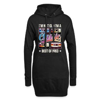 1983 Geburtsjahr Geburtstag Kassette Vintage - Hoodie-Kleid - Schwarz - Vorne