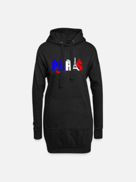 Paris Frankreich cava? Eifelturm - Hoodie-Kleid - Schwarz