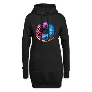 Yin Yang Donut Illustration - Hoodie Dress - black - Front