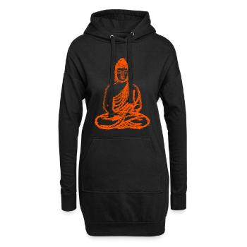 Bouddha – Neon Glitch Art Spirituel - Sweat-shirt à capuche long Femme - noir - Devant