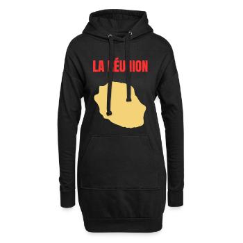 T-Shirt mit goldener Karte auf der Insel La Réunion - Hoodie-Kleid - Schwarz - Vorne