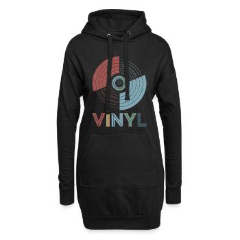 Vinyl rétro - Sweat-shirt à capuche long Femme - noir - Devant