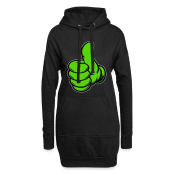 OK Comic Daumenhoch Handsymbol grün - Hoodie-Kleid - Schwarz - Vorne