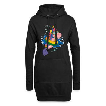 Lustiges Seepferd - Hoodie-Kleid - Schwarz - Vorne