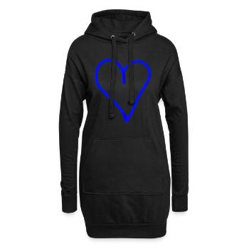 Herz blau Geschenkidee - Hoodie-Kleid - Schwarz - Vorne