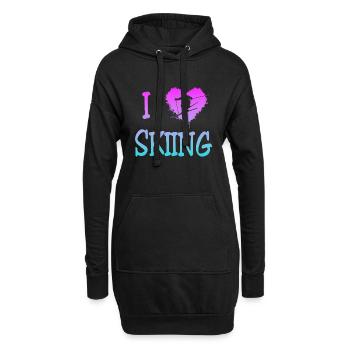 Skiing - Ski - Hoodie-Kleid - Schwarz - Vorne