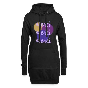MERCI. THANKS. THANK YOU. ANNIVERSAIRE. NAISSANCE. - Sweat-shirt à capuche long Femme - noir - Devant